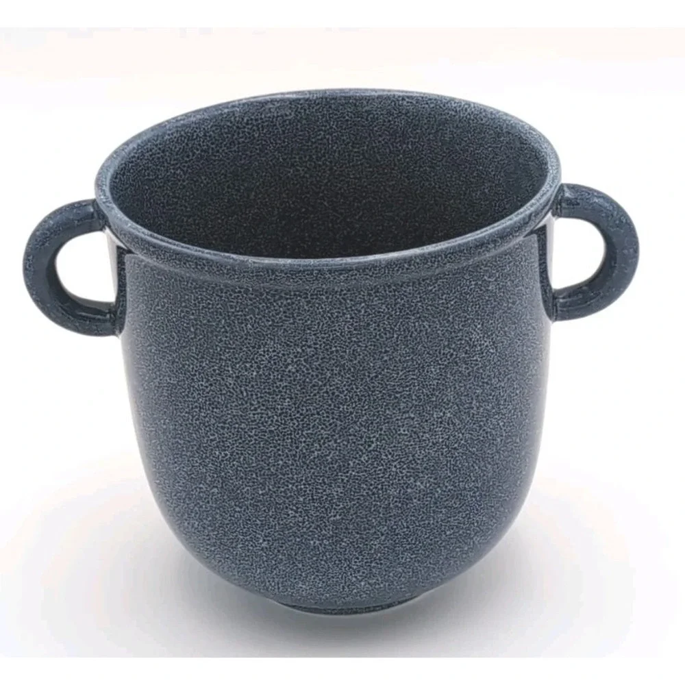 Ceramic Planter Pot Blue Speckled With Handles New